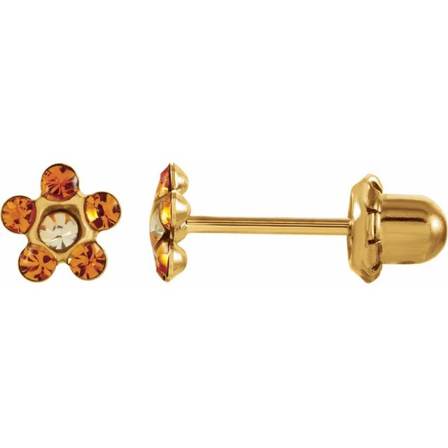 14K Yellow Imitation Citrine Inverness® Piercing Earrings