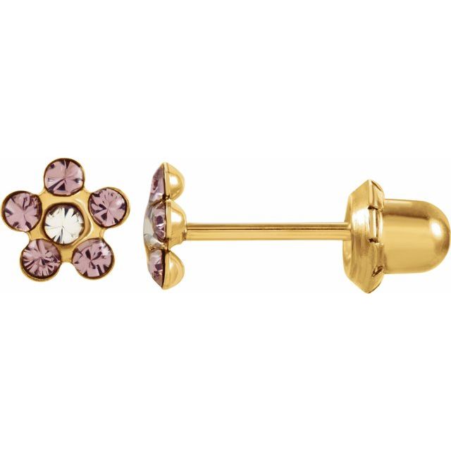 14K Yellow Imitation Alexandrite Inverness® Piercing Earrings
