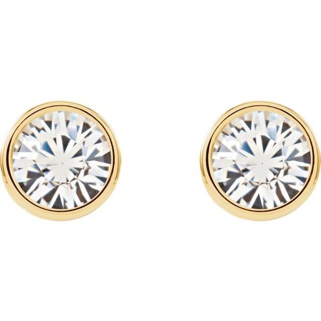 14K Yellow Imitation White Crystal Piercing Earrings