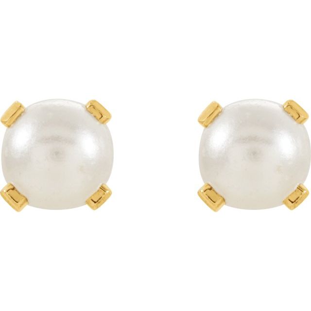 14K Yellow Imitation Cream Pearl Inverness® Piercing Earrings