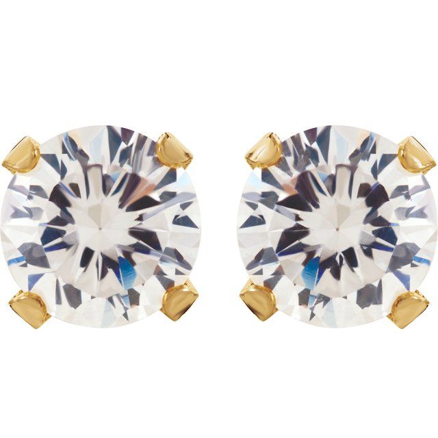 14K Yellow 3 mm Imitation White Cubic Zirconia Inverness® Piercing Earrings