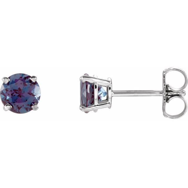 14K White 5 mm Lab-Grown Alexandrite Stud Earrings