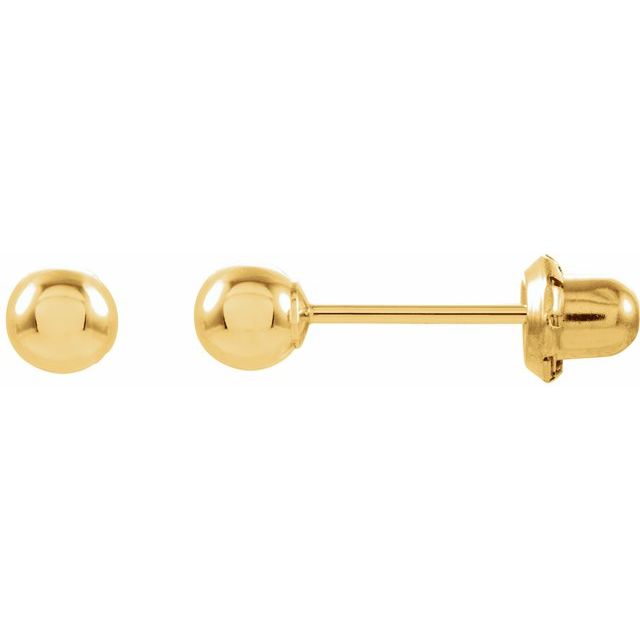 14K Yellow 4 mm Ball Stud Piercing Earrings