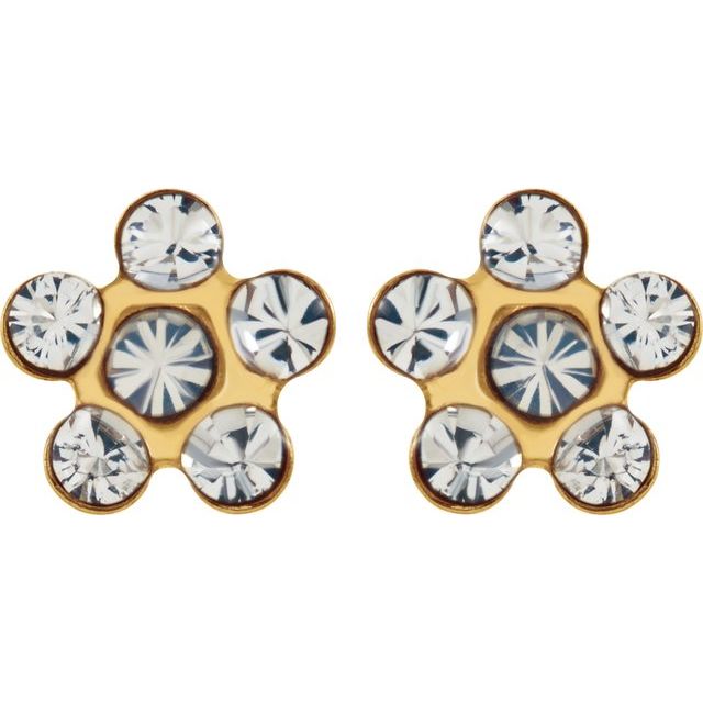 14K Yellow Imitation Diamond Inverness® Piercing Earrings