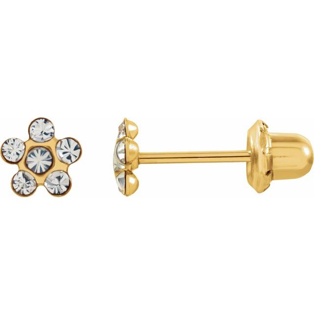 14K Yellow Imitation Diamond Inverness® Piercing Earrings