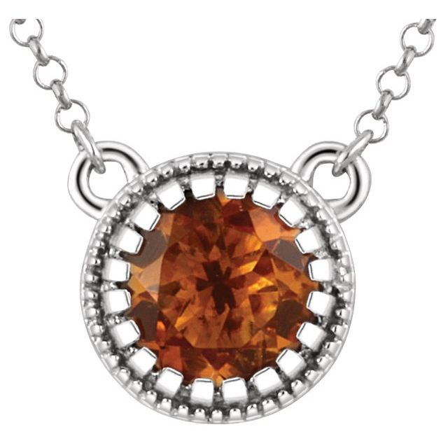 14K White Natural Citrine 'November' 18' Birthstone Necklace