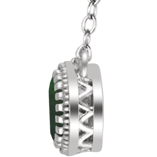 14K White Natural Emerald 'May' 18' Birthstone Necklace