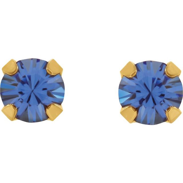 14K Yellow Imitation Blue Sapphire Inverness® Piercing Earrings