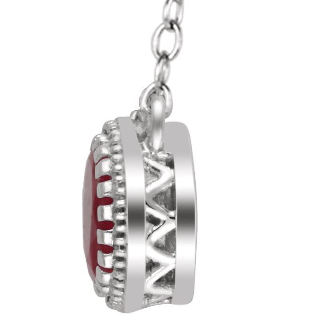 14K White Natural Ruby 'July' 18' Birthstone Necklace