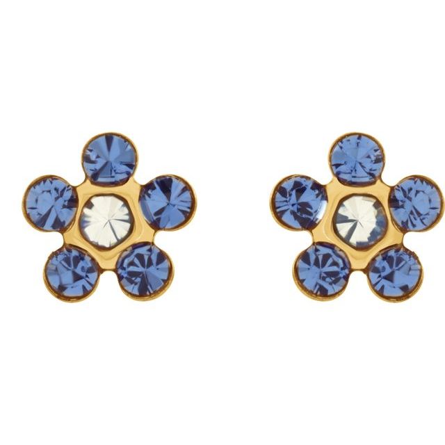 14K Yellow Imitation Blue Sapphire Inverness® Piercing Earrings