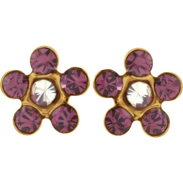 14K Yellow Imitation Amethyst Inverness® Piercing Earrings
