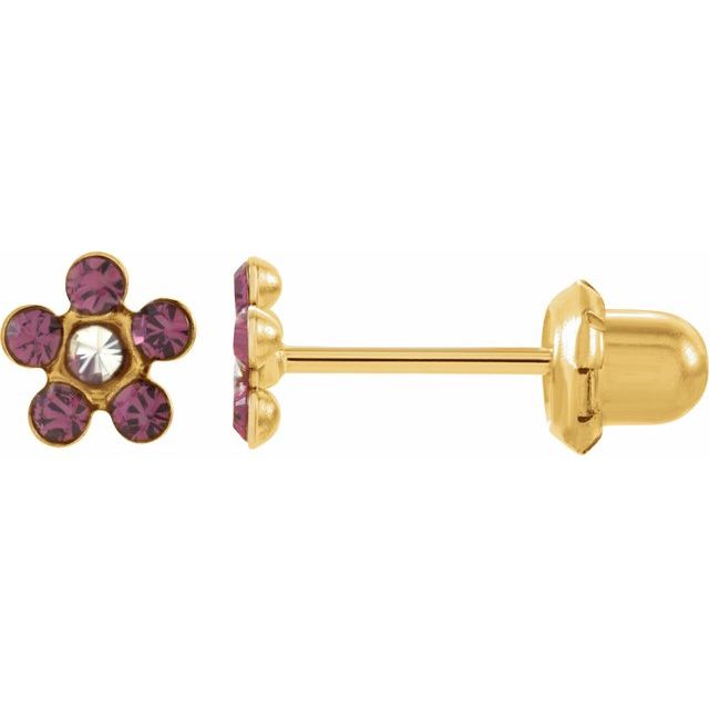 14K Yellow Imitation Amethyst Inverness® Piercing Earrings