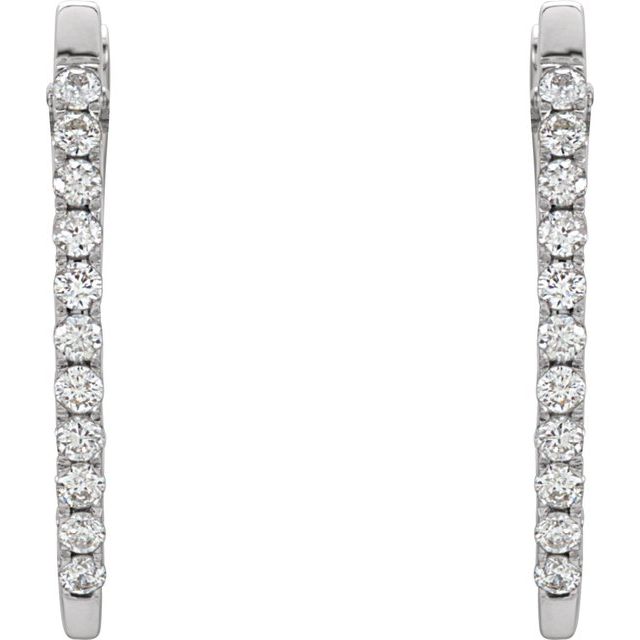 14K White 1/3 CTW Natural Diamond Hoop Earrings