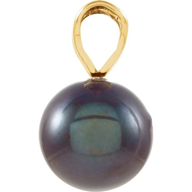 14K Yellow Cultured Black Akoya Pearl Pendant