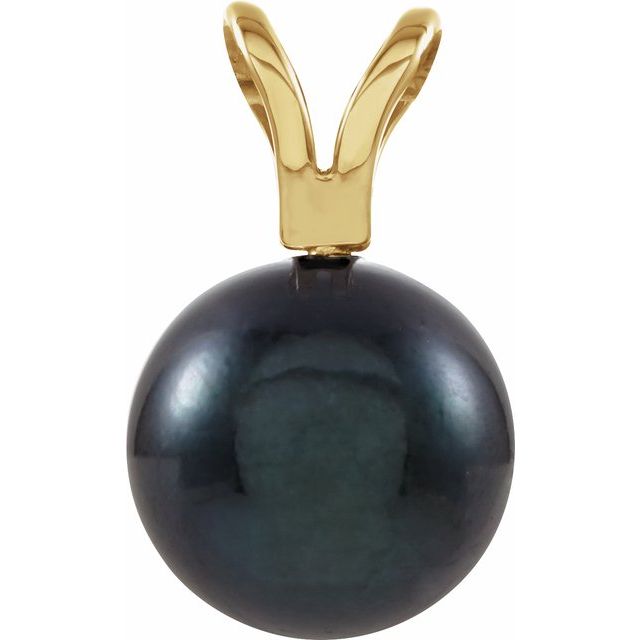 14K Yellow Cultured Black Akoya Pearl Pendant