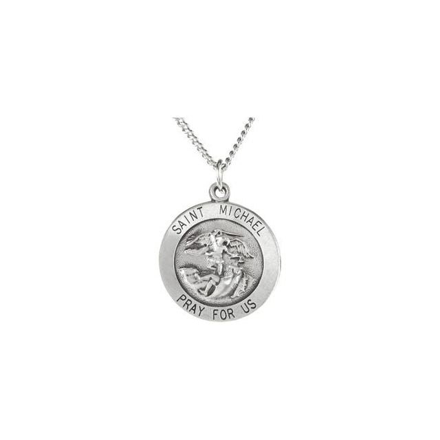 Sterling Silver 15 mm St. Michael Medal 18' Necklace