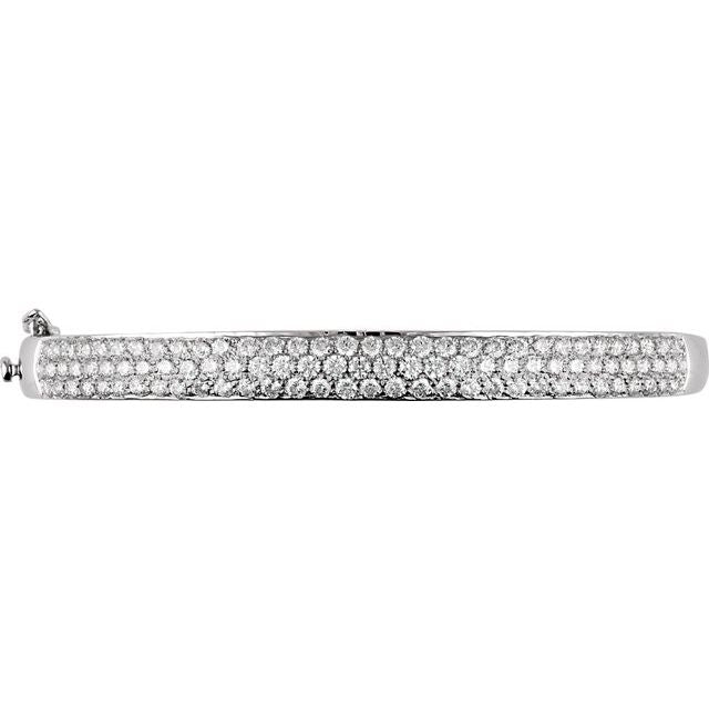 14K White 3 CTW Natural Diamond Pavé Bangle 7' Bracelet