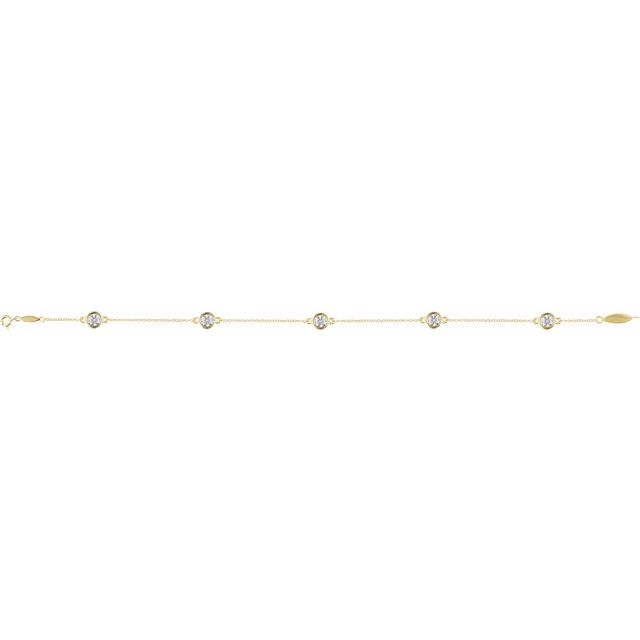 14K Yellow 1/3 CTW Natural Diamond Bezel-Set Station 7' Bracelet