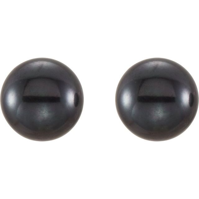 14K Yellow 5-6 mm Cultured Black Freshwater Pearl Earrings