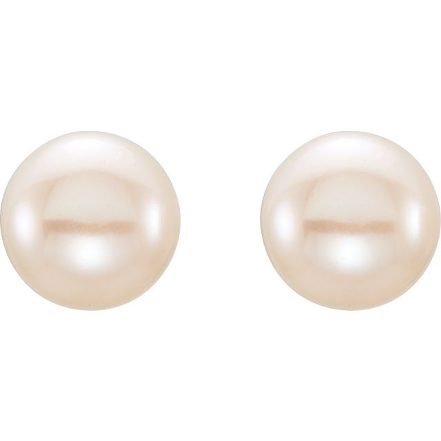 14K Yellow 6-7 mm Cultured White Freshwater Pearl Earrings