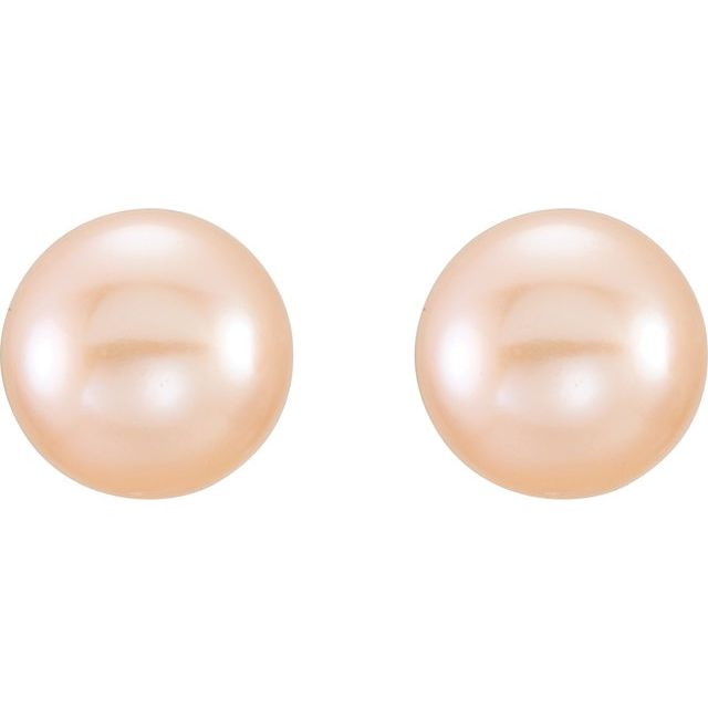 14K Yellow 6-7 mm Cultured Pink Freshwater Pearl Earrings