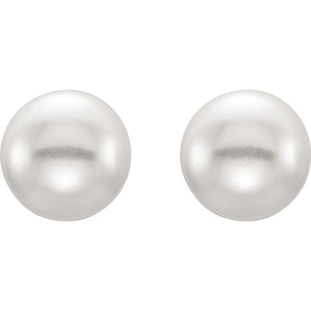 14K Yellow 7-8 mm Cultured White Freshwater Pearl Earrings