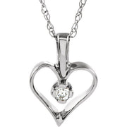 14K White .03 CTW Natural Diamond Heart 18' Necklace