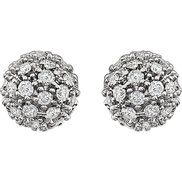 14K White 1/2 CTW Natural Diamond Cluster Earrings