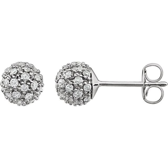 14K White 1/2 CTW Natural Diamond Cluster Earrings