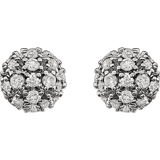 14K White 1/4 CTW Natural Diamond Cluster Earrings