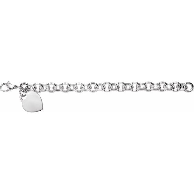 Sterling Silver Heart Charm 7 1/2' Chain