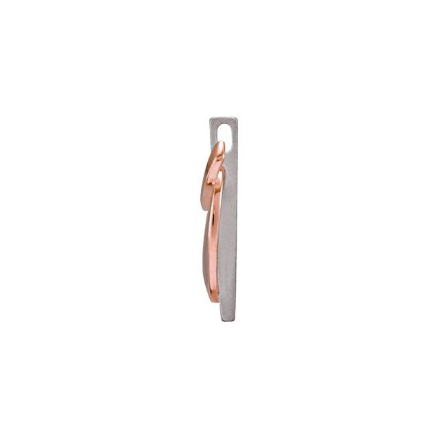 14K White/Rose 16.2x8.5 mm Ribbon of Courage Pendant