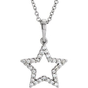 14K White 1/8 CTW Diamond Petite Star 16' Necklace