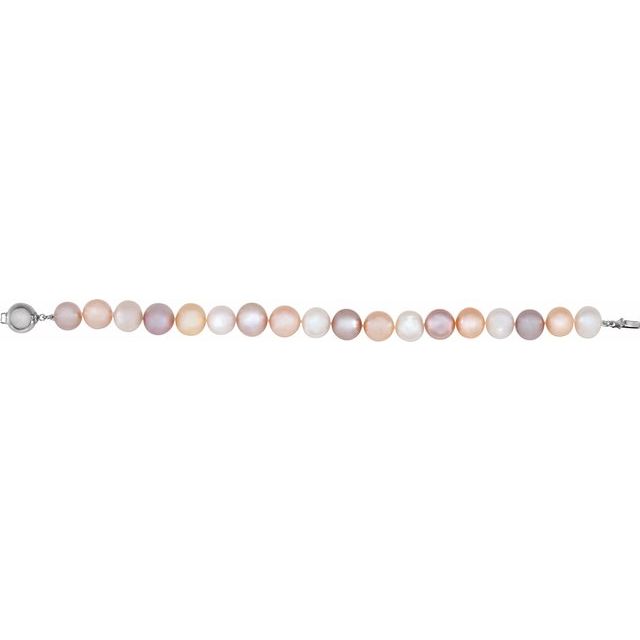 Sterling Silver Cultured Multi-Color Freshwater Pearl 7 3/4' Bracelet