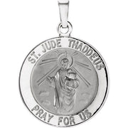 14K White 18 mm Round St. Jude Thaddeus Medal