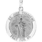 14K White 22 mm Round St. Jude Thaddeus Medal