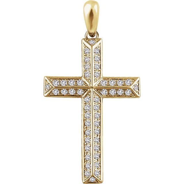 14K Yellow 1/2 CTW Natural Diamond Cross Pendant