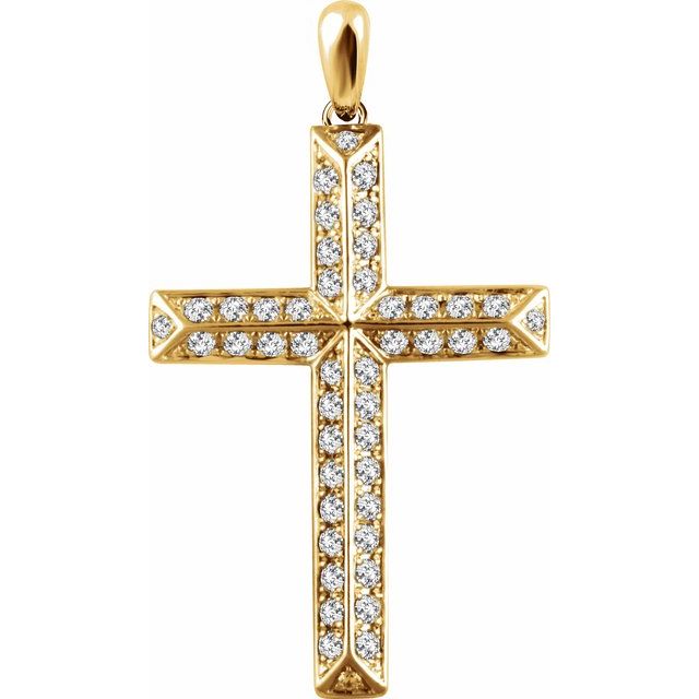 14K Yellow 1 CTW Natural Diamond Cross Pendant