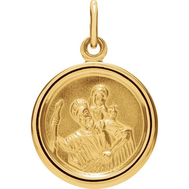 14K Yellow 14 mm St. Christopher Medal