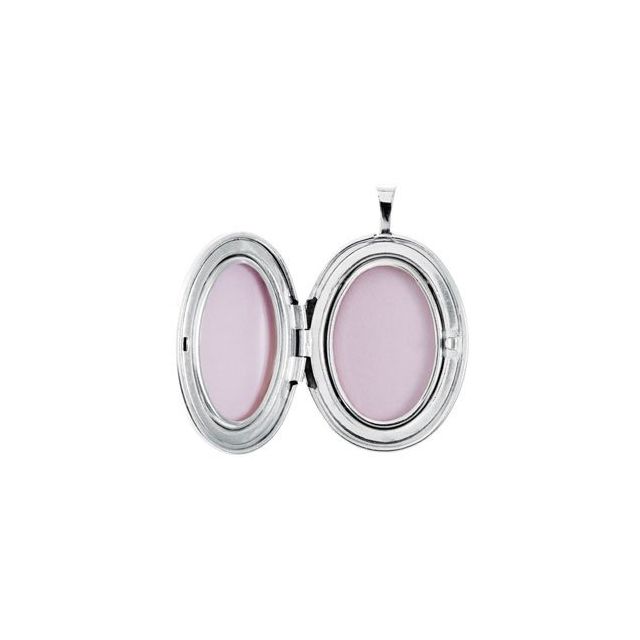 Sterling Silver .015 CT Natural Diamond Oval Cross Locket