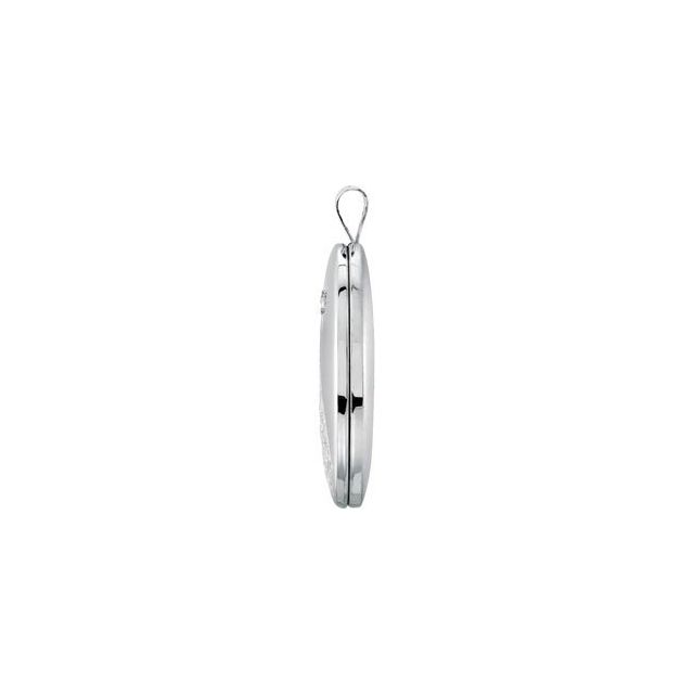 Sterling Silver Oval .015 CT Natural Diamond Footprints Locket