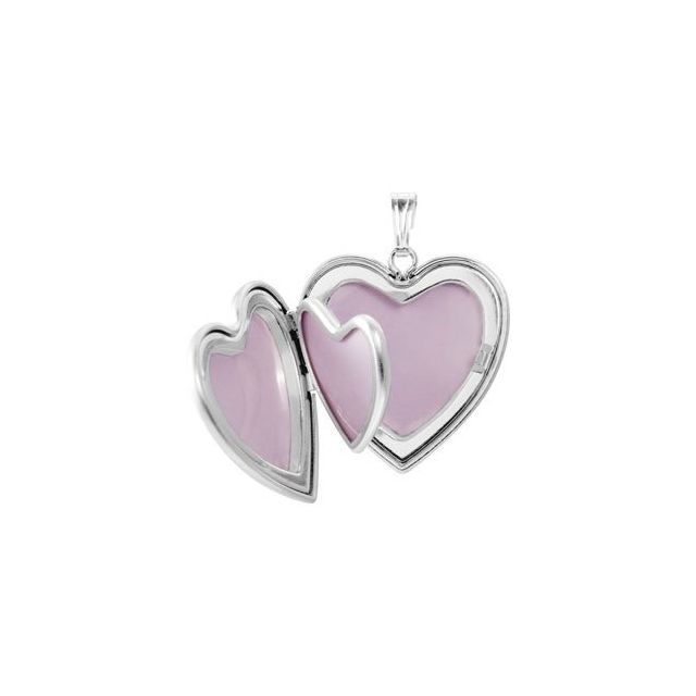 Sterling Silver 25.2x23.7 mm Heart Locket with Cross