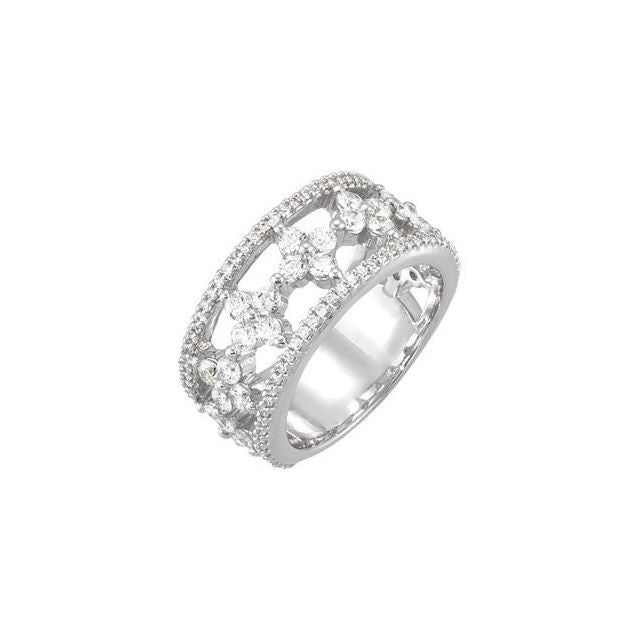 14K White 1 1/2 CTW Natural Diamond Anniversary Band