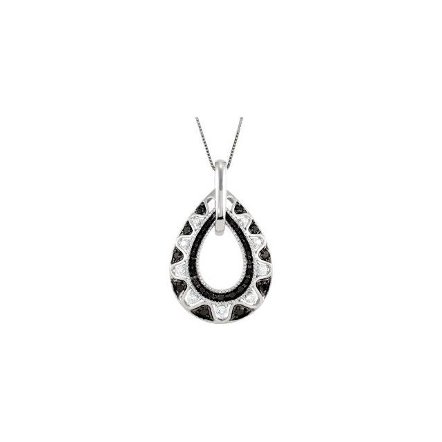 14K White 1/2 CTW Natural Black and White Diamond 18' Necklace
