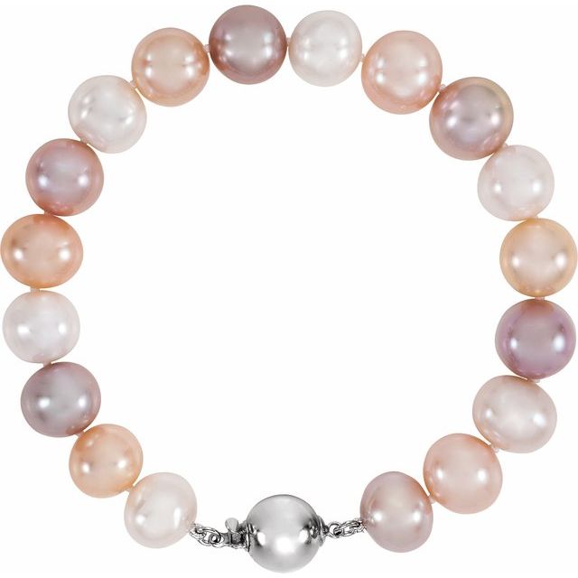 Sterling Silver Cultured Multi-Color Freshwater Pearl 7 3/4' Bracelet