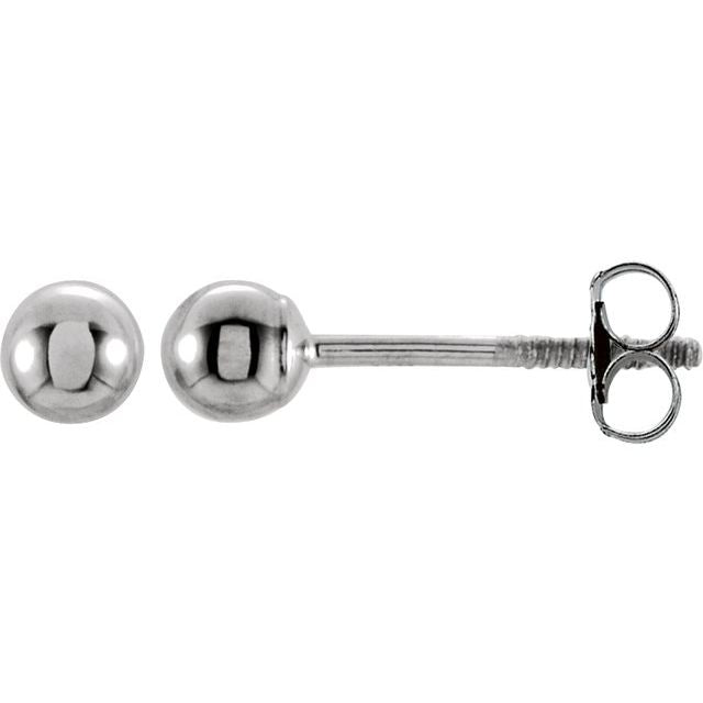 14k White 3 Mm Ball Stud Earrings