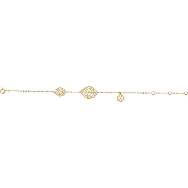 14K Yellow Floral 6 1/2 -7 1/2' Bracelet