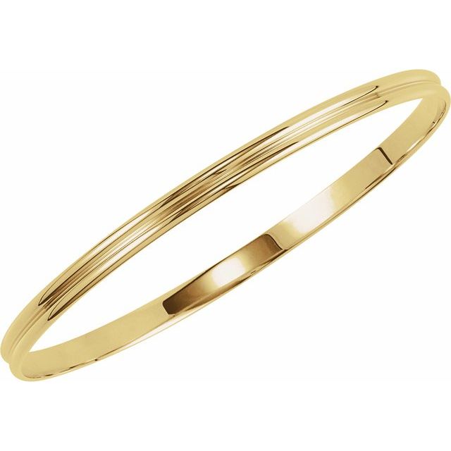 14K Yellow 4 mm Grooved Bangle 8' Bracelet