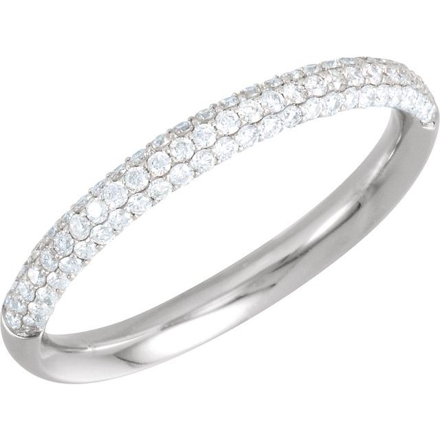 14K White 3/8 CTW Natural Diamond Pavé Anniversary Band Size 7
