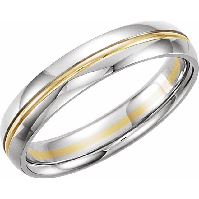 14K White/Yellow 4.5 mm Grooved Band Size 8